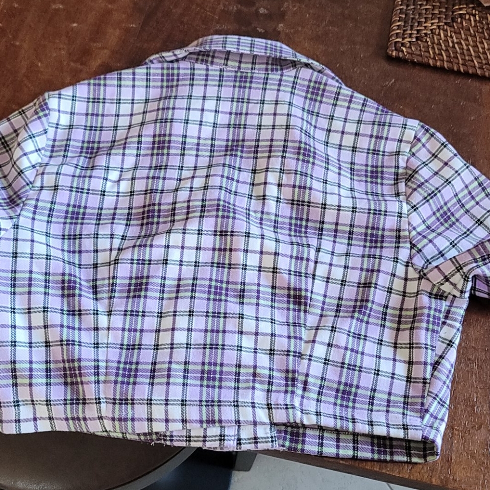 Brandy Melville Purple Plaid Top - Picture 3 of 3